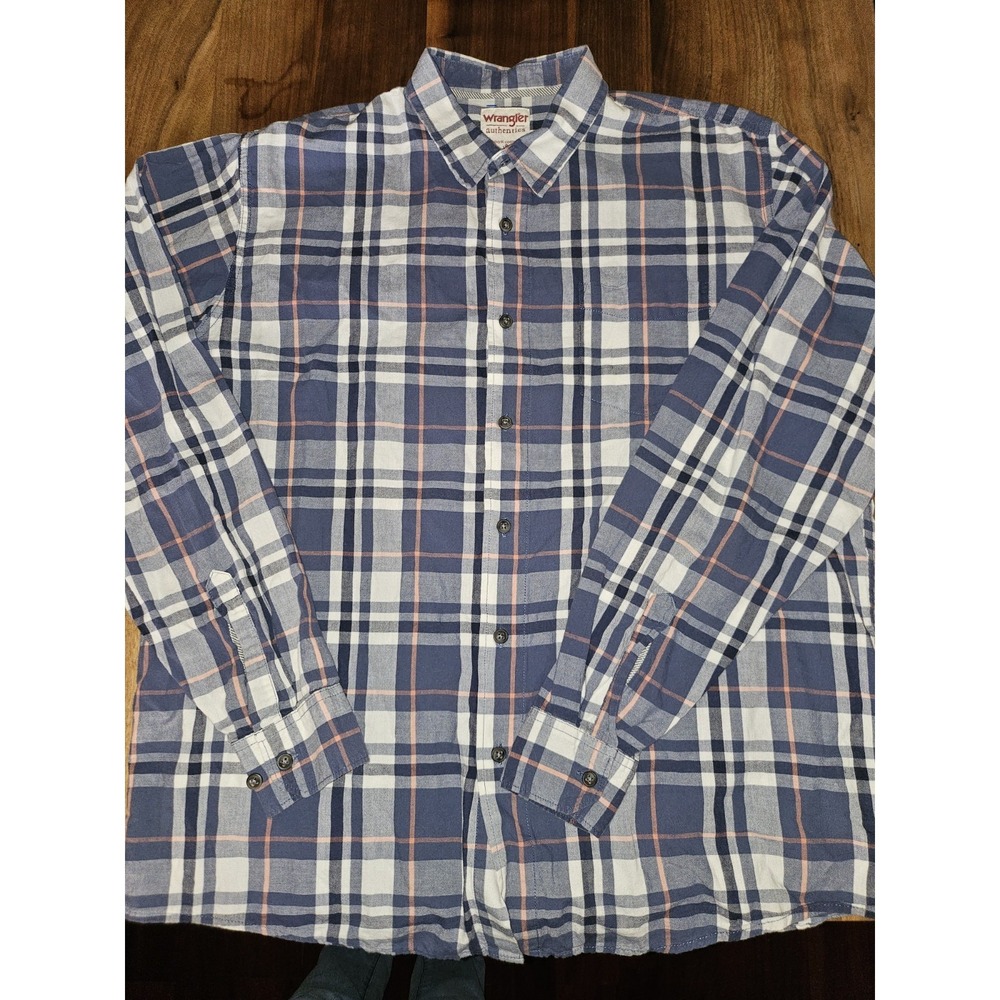 Wrangler Authentics Mens Button Down Plaid Spring Colors  Sz Large, farm,country